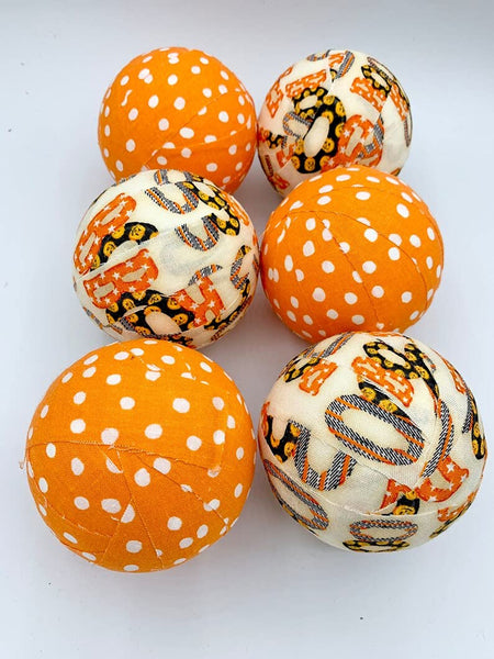 Farmhouse BOO Halloween decor fabric wrapped balls- cream orange neutral shades bowl filler orb set