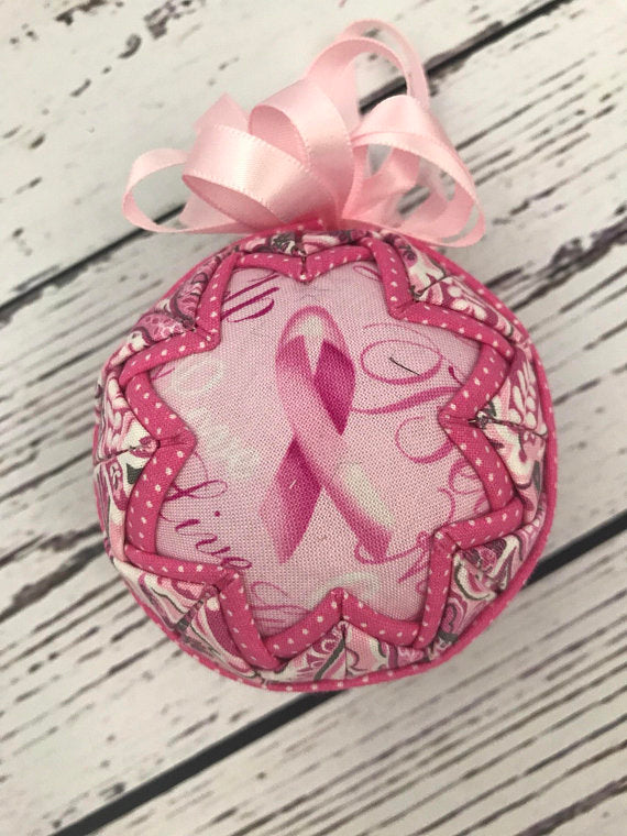 Breast Cancer Cure Fabric Pink Ornament