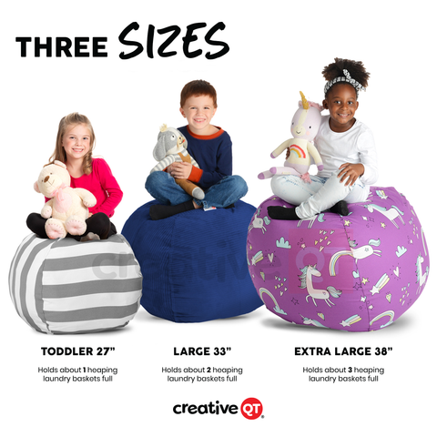 3 sizes, toddler, large and extra large. holds about 1, 2 and 3 laundry baskets full respectively