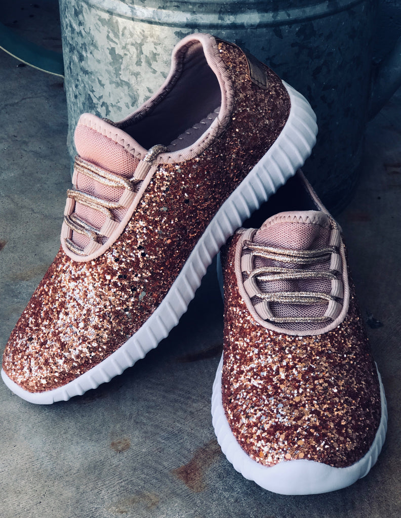 Womens Rose Gold Glitter Sneakers – The Pricklee Pear Boutique