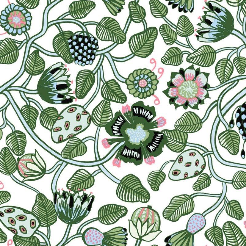 Veljekset Wallpaper in blue, green, pink - Bolt of Cloth