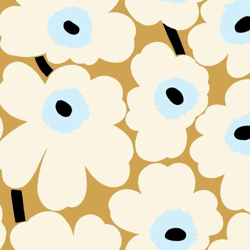 Unikko Wallpaper in beige, light blue - Bolt of Cloth