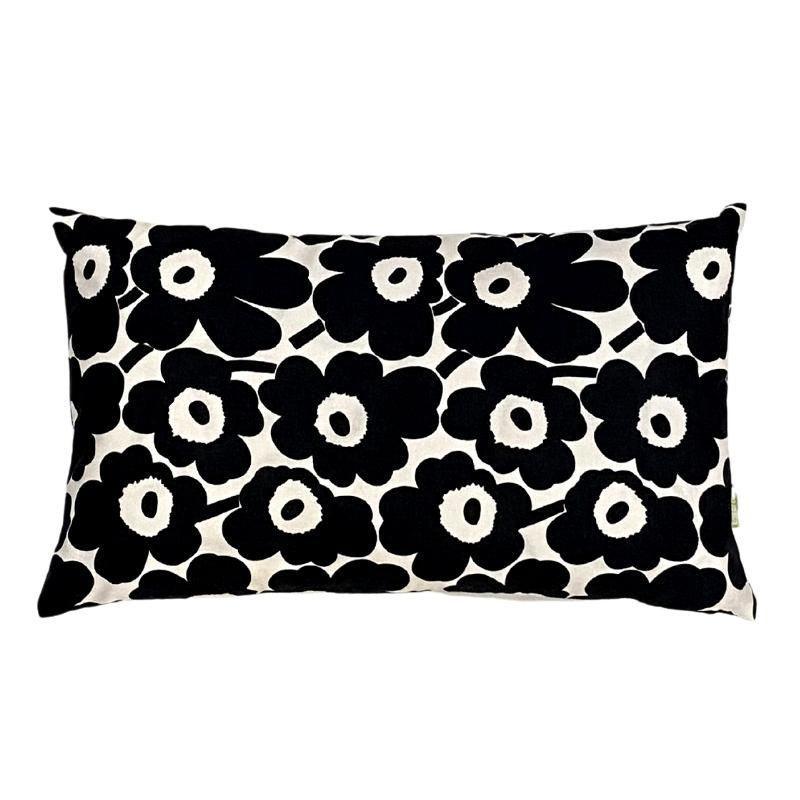 Mini Unikko Cushion Cover 50x30cm in black, white - Bolt of Cloth