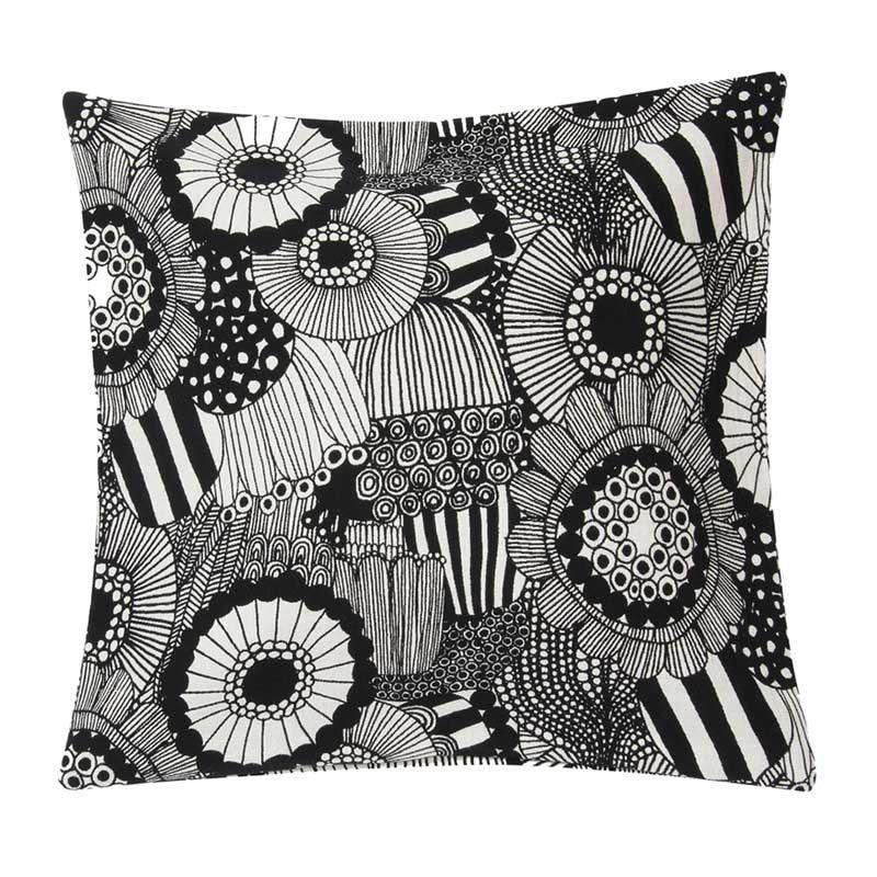 Jumbo Check Knit Cushion Cover 60x40cm in black, white - Bolt of Cloth