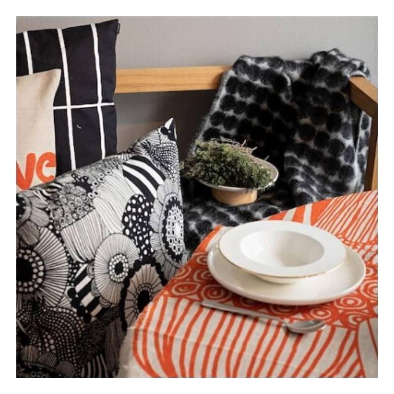 Jumbo Check Knit Cushion Cover 60x40cm in black, white - Bolt of Cloth