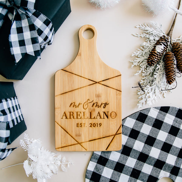 Seasonally Script Personalized Bamboo Cutting Board - 10x14