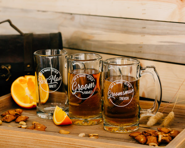 Groomsmen & Beer Names Personalized Pint Glass | (Set of 4)