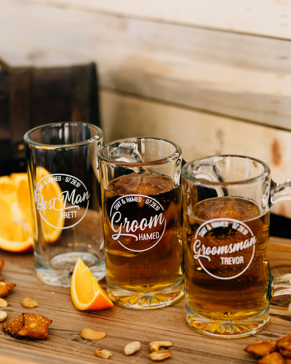 Groomsman Beer Mug, Best Man Tall Beer Glass, Pilsner Personalized  Bridesmaid Gift, Groomsmen Gift, Custom Wedding Stein Gift Monogram Cup 