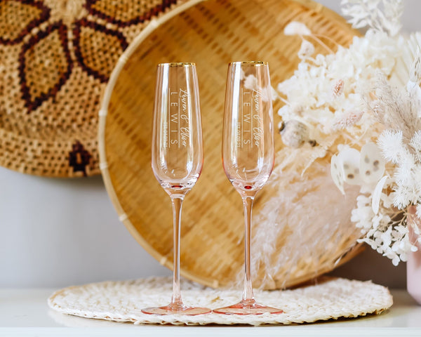 Vince Modern Classic 11.25 Champagne Flutes with Gold Metallic Rim- Set of  6