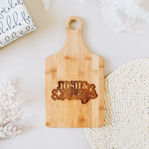 Custom Engraved Bamboo Cutting Board, Personalized Cheese Board, Merry &  Married Design