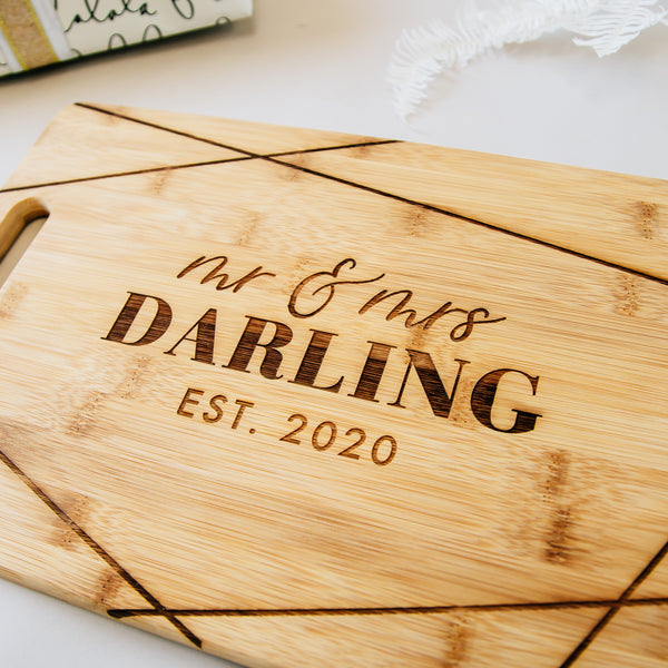 Seasonally Script Personalized Bamboo Cutting Board - 10x14