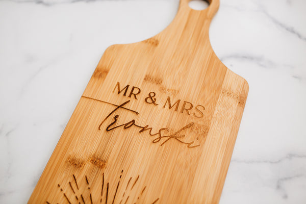 Acacia Wood Cheese Board, Custom Engraved - Large