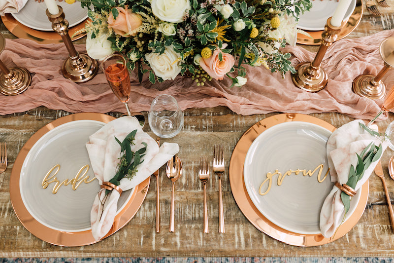 bride and groom table place cards