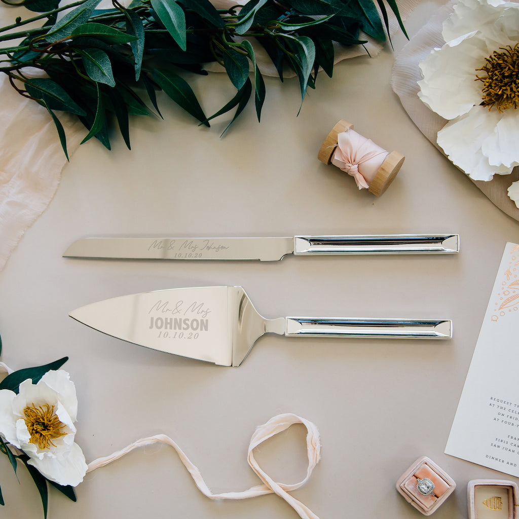 personalised wedding cake knife set