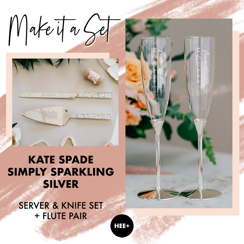  Kate  Spade  Simply Sparkling Silver Wedding  Toasting Flute 