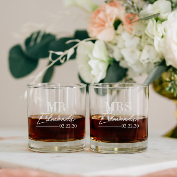 Personalized Tulip Amber Wine Glasses, Set of 2