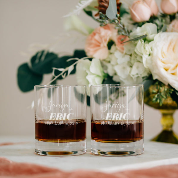 Personalized Tulip Amber Wine Glasses, Set of 2