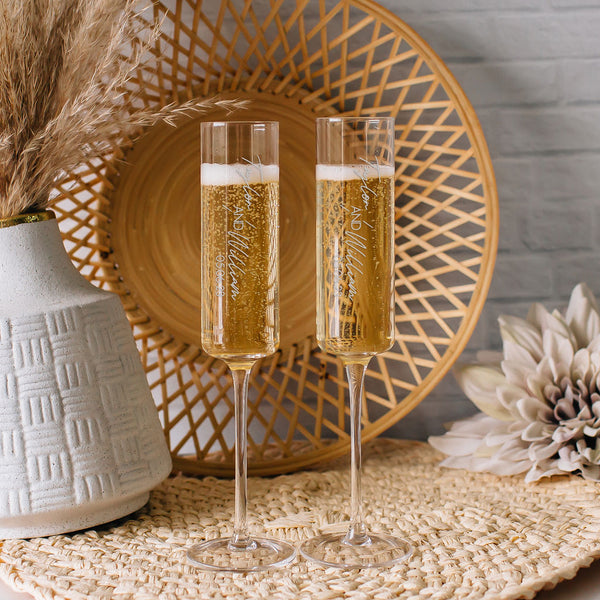 Custom Engraved Tulip Amber Champagne Glasses, Set of 2 – Happily Ever  Etched