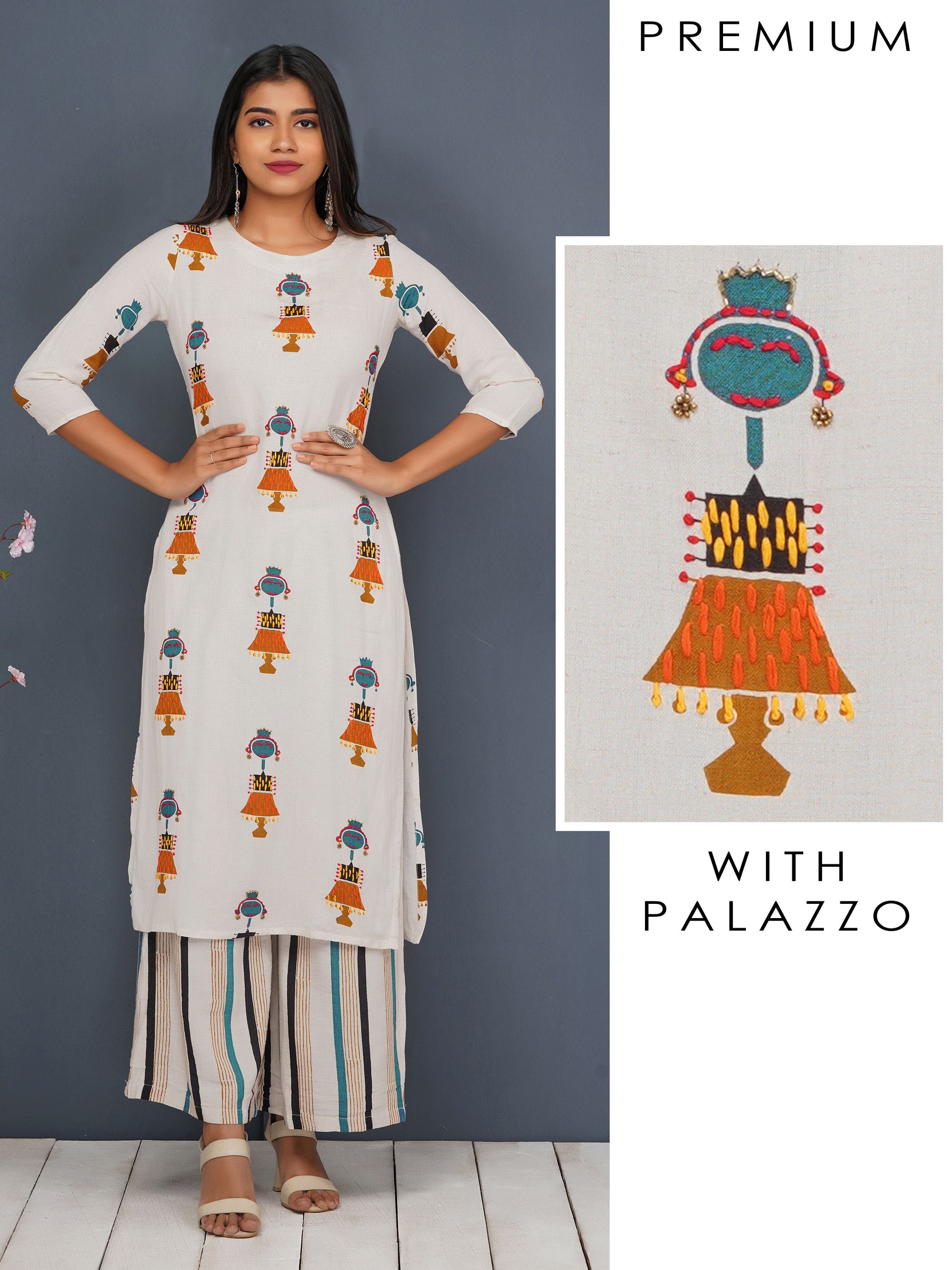 striped palazzo pants with kurti