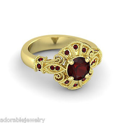 Yellow Gold Over 925 Sterling Silver Red Garnet Disney Princess