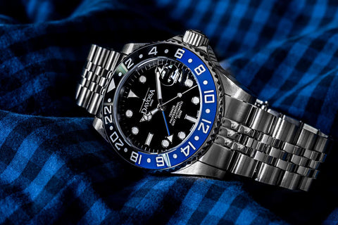 blue automatic gmt watch 