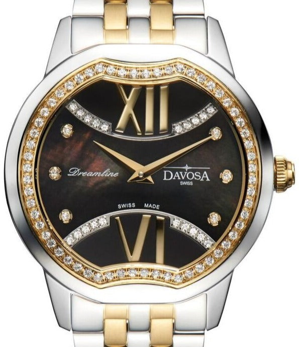 Dreamline II Quartz Swiss-Made Black Silver Golden Ladies Watch 16857755 - Davosa USA product image