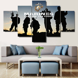 United States Marines 5 Piece Canvas Wall Art Print Limited Edition Bkc Direct
