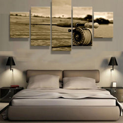Fly Rod Fly Fishing 5 Piece Hq Canvas Wall Art Print Bkc Direct