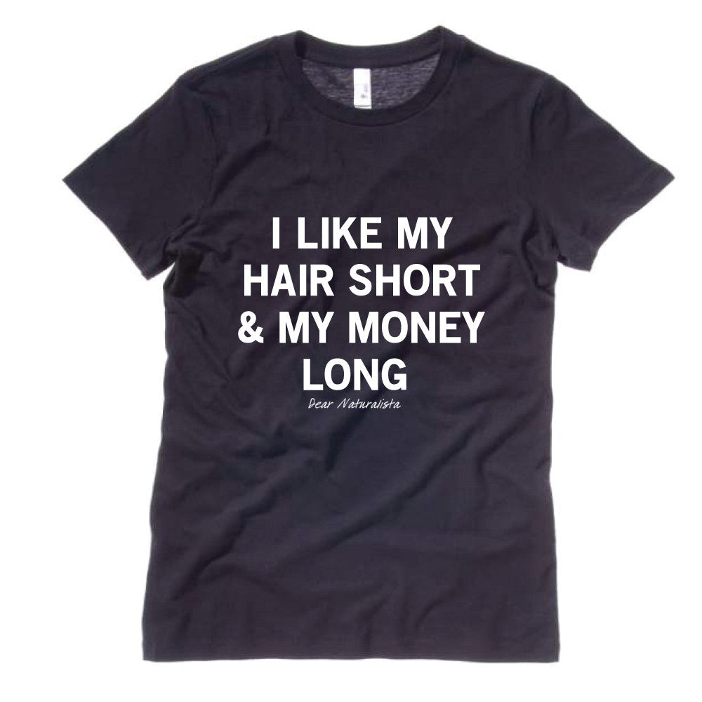 Womens Hair Short Money Long T Shirt Black Dear Naturalista