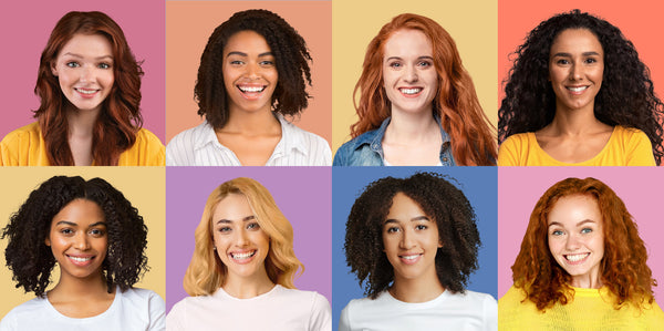 Collage of curly haired women silk pillowcase