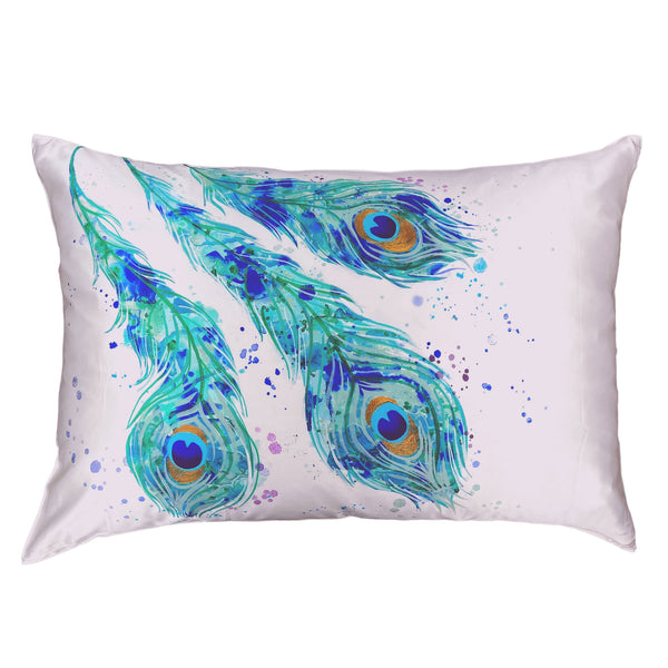 Peacock Feather Silk Pillowcase