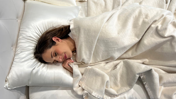 Model Sleeping on Silk Pillowcase