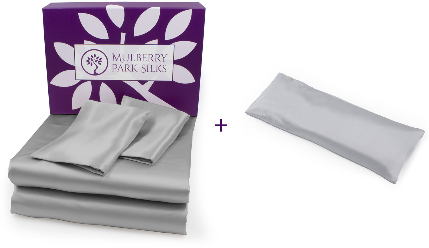 Mother's Day 22 momme sheet set with a Silk Aromatherapy Lavender Eye Pillow bundle