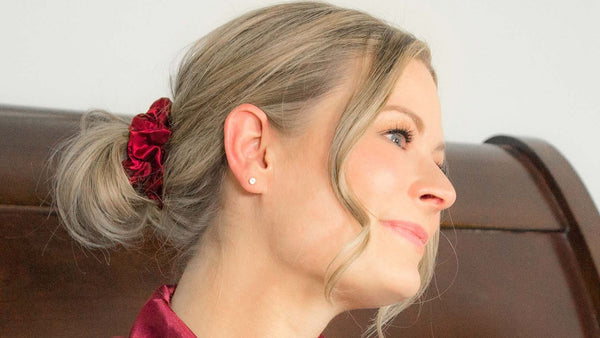 Woman Wearing a Ruby Scrunchie