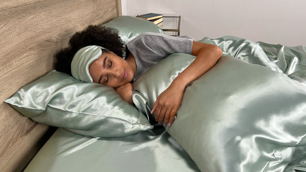 Woman in Sage Sleep mask Resting