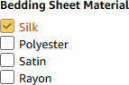 Make sure to select 'Silk' Bedding sheet material on Amazon