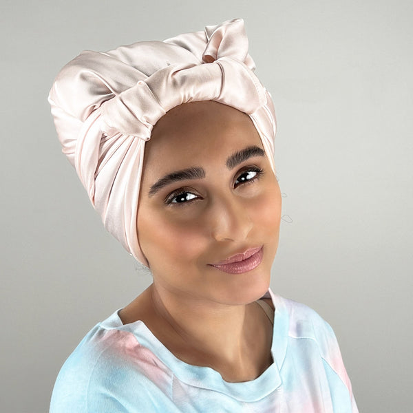 Model Wears Pink Headscarf