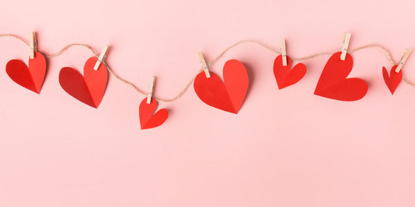 Valentine's Day 2020 red hearts on pink background