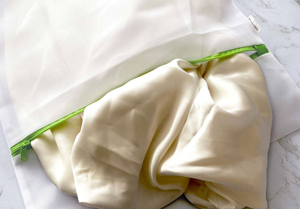 Use a mesh laundry bag when machine washing your silk bedding
