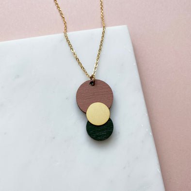 Pink & Green Circle Necklace