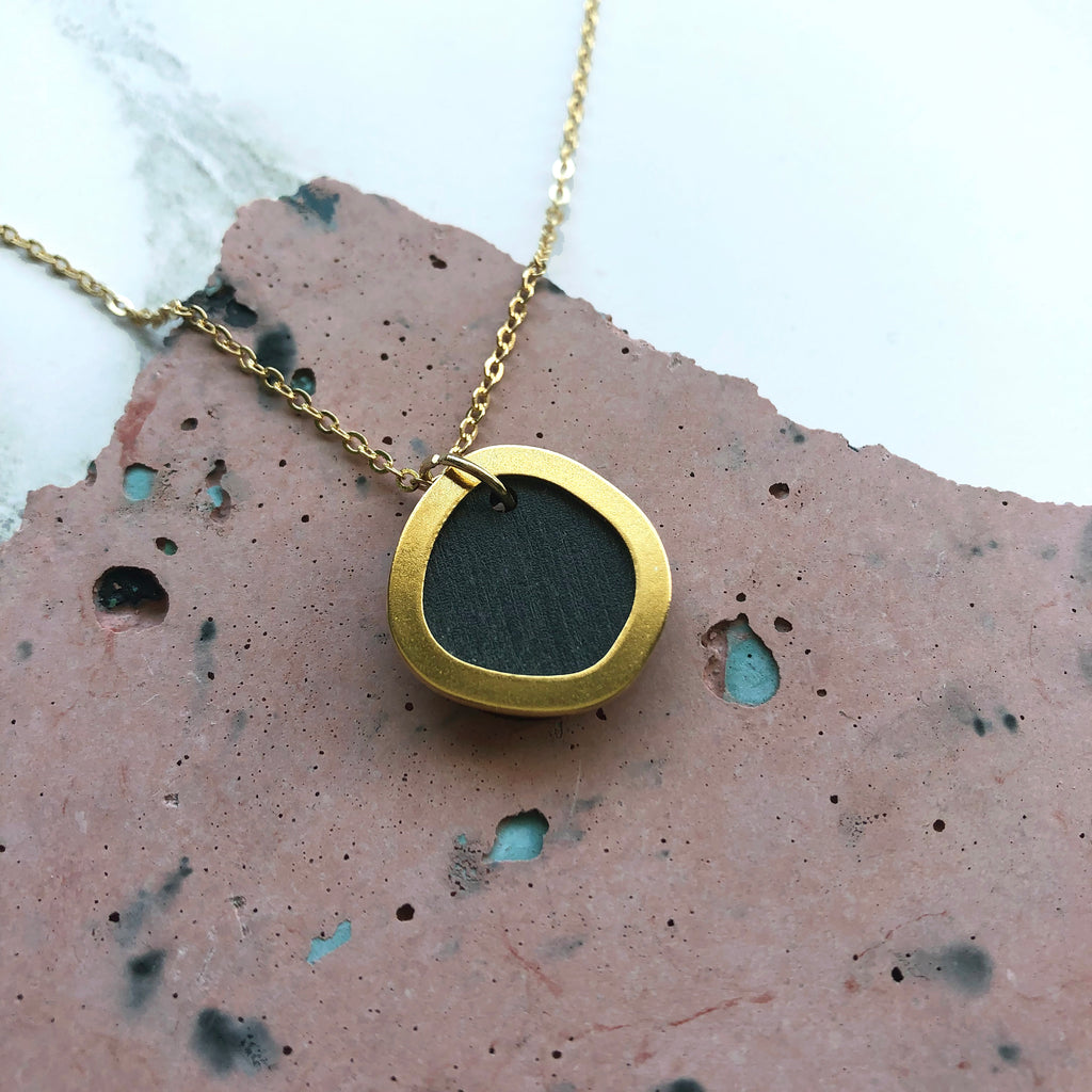 Minimal Gold & Petrol Circle Necklace – Mica Peet