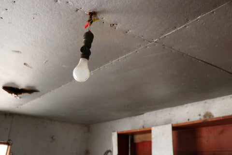 old light bulb in barn