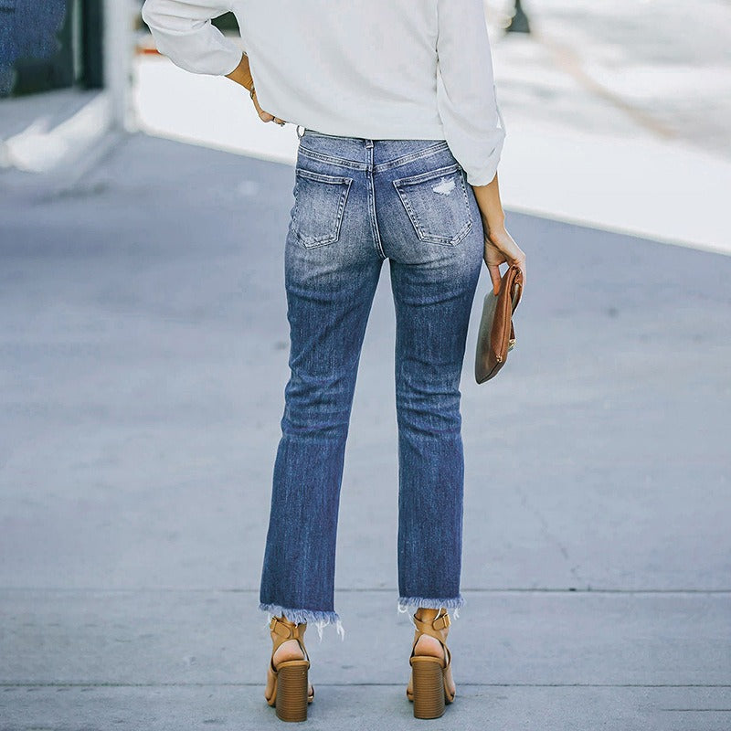 Ripped Jeans High Stretch Ankle-Length - runwayfashionista.com