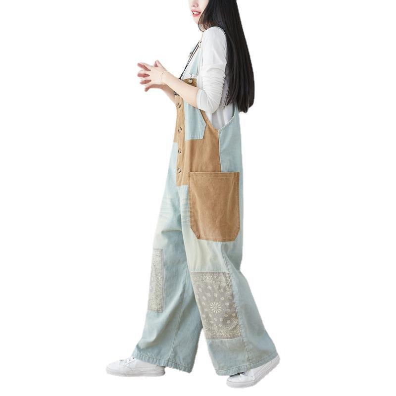 large size loose overalls ethnic style wide leg pants - runwayfashionista.com