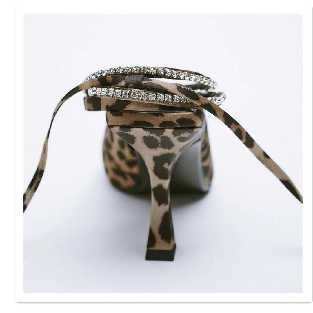 Leopard Strappy High Heels - runwayfashionista.com