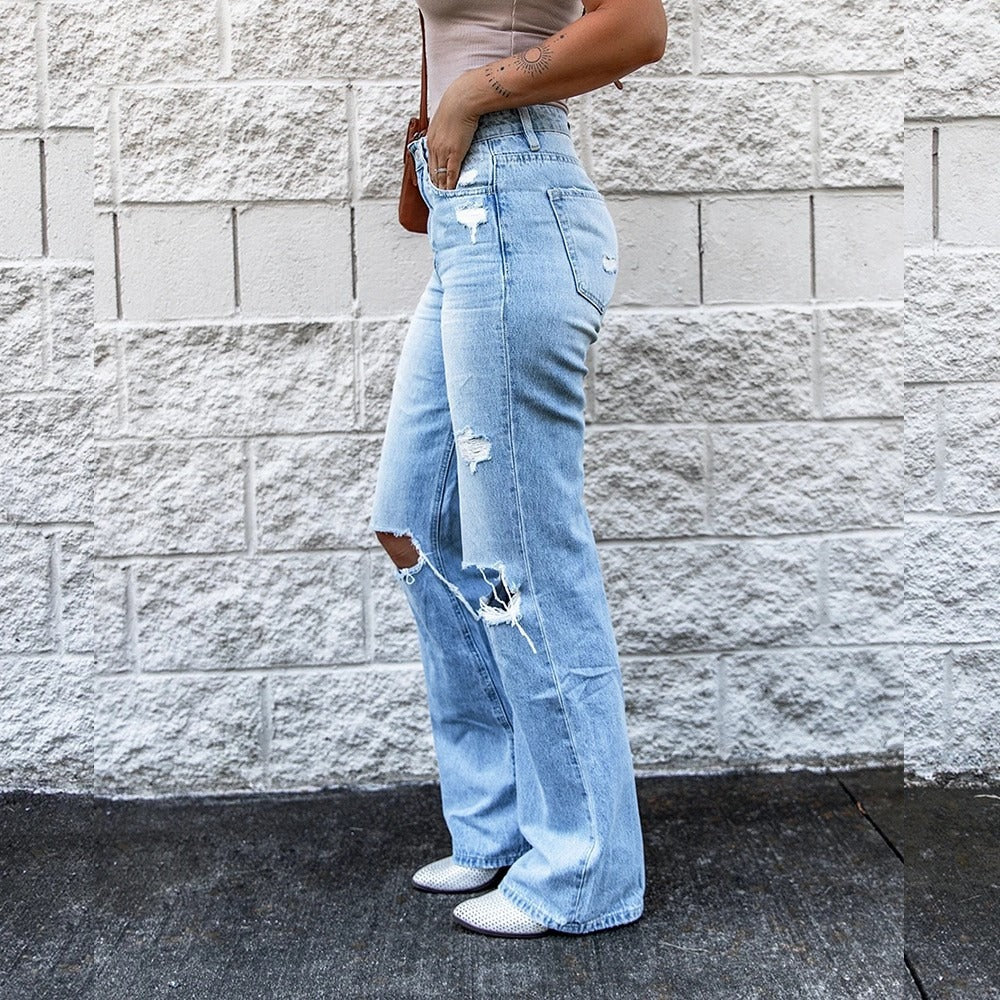 High Waist Vintage Ripped Jeans - runwayfashionista.com