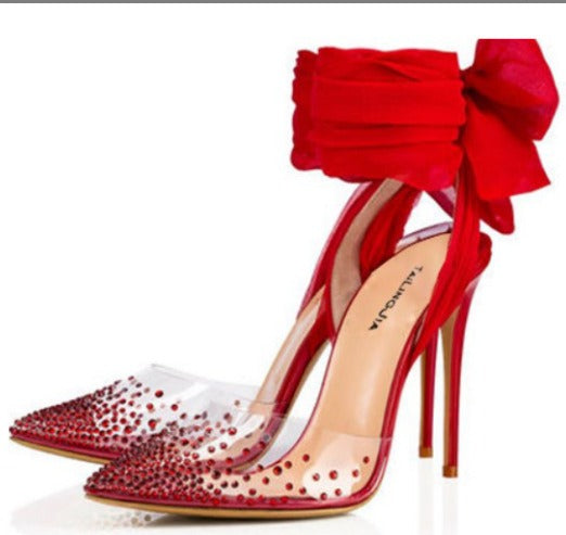 Ankle Strap Rhinestone High Heels - runwayfashionista.com