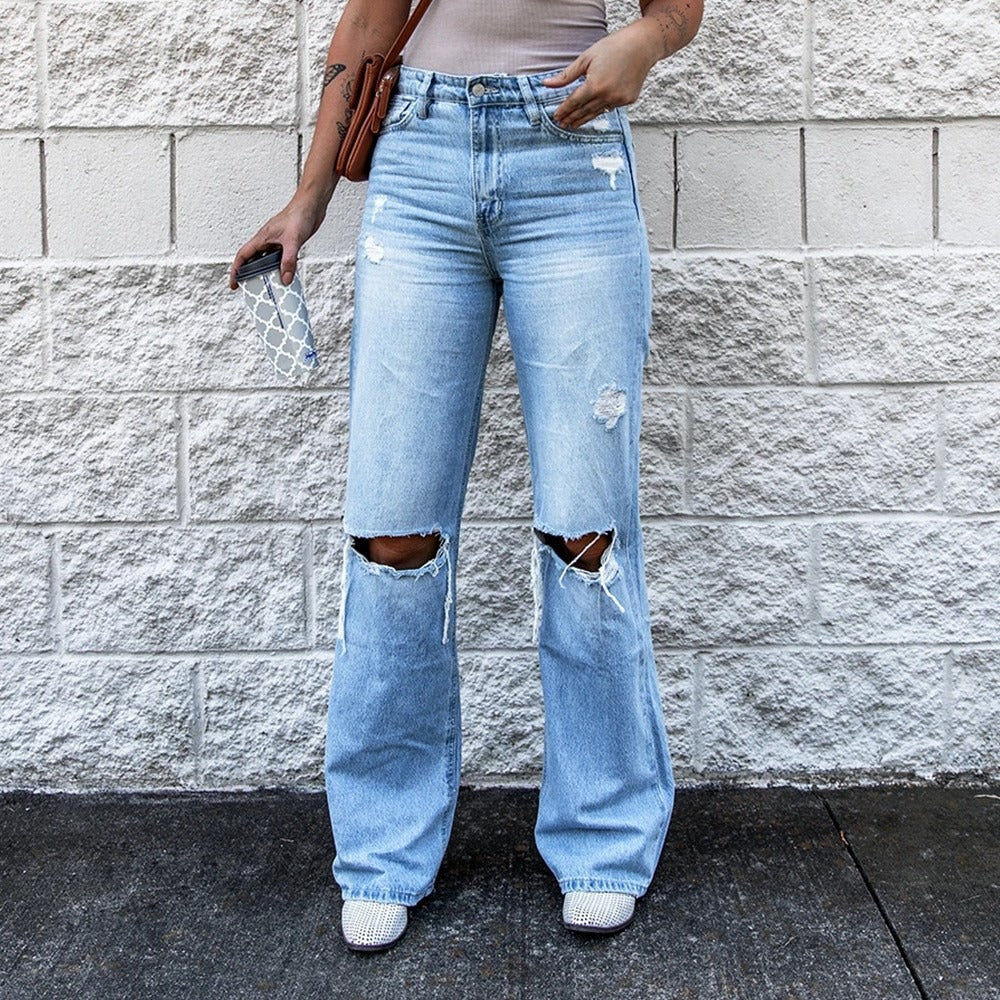 High Waist Vintage Ripped Jeans - runwayfashionista.com