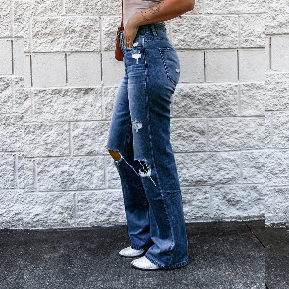 High Waist Vintage Ripped Jeans - runwayfashionista.com