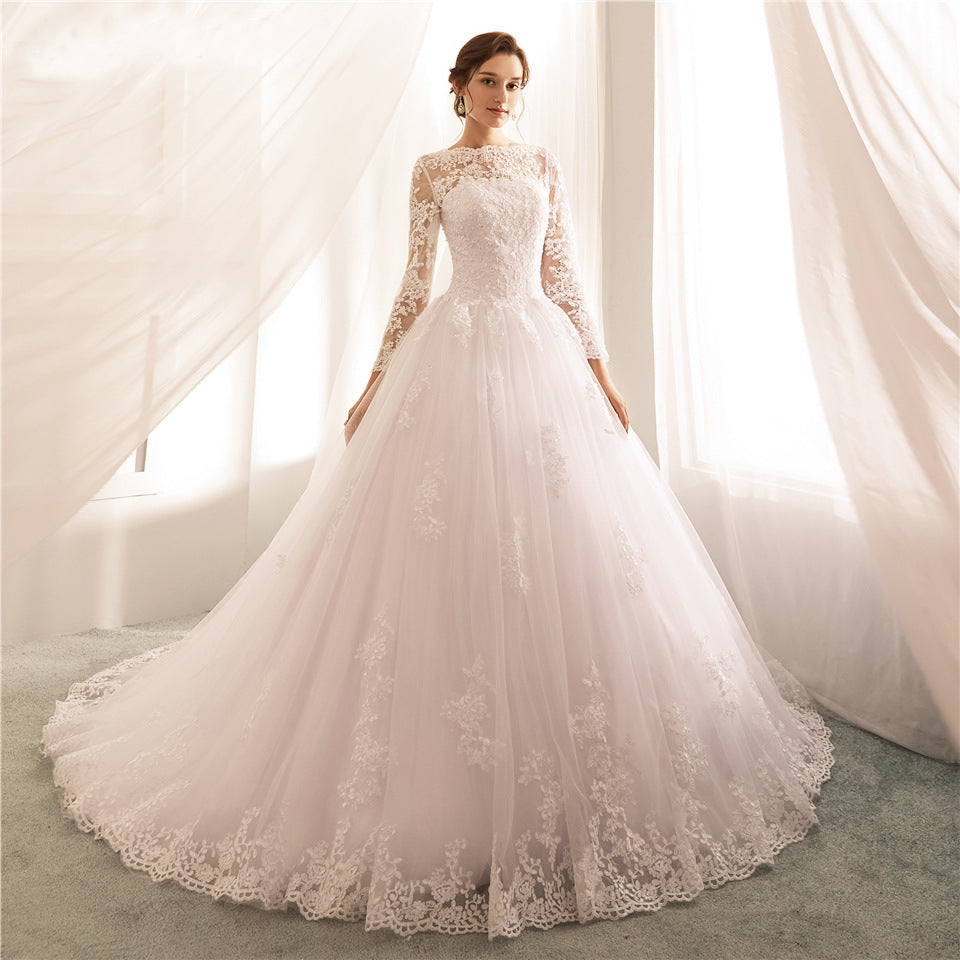 Long Sleeves Wedding Gown - runwayfashionista.com